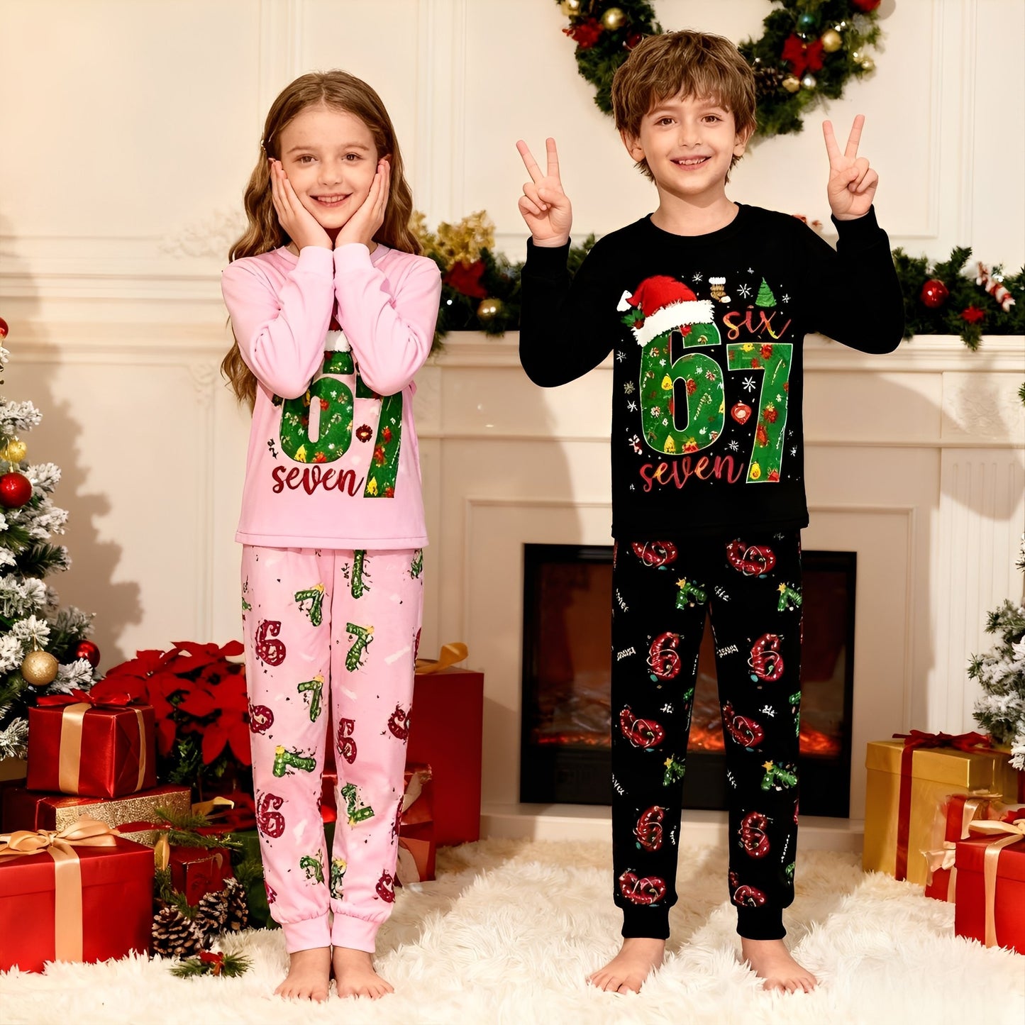 🎄2025 Christmas Sale🎅The Viral 67 Christmas Kids Pajama Set