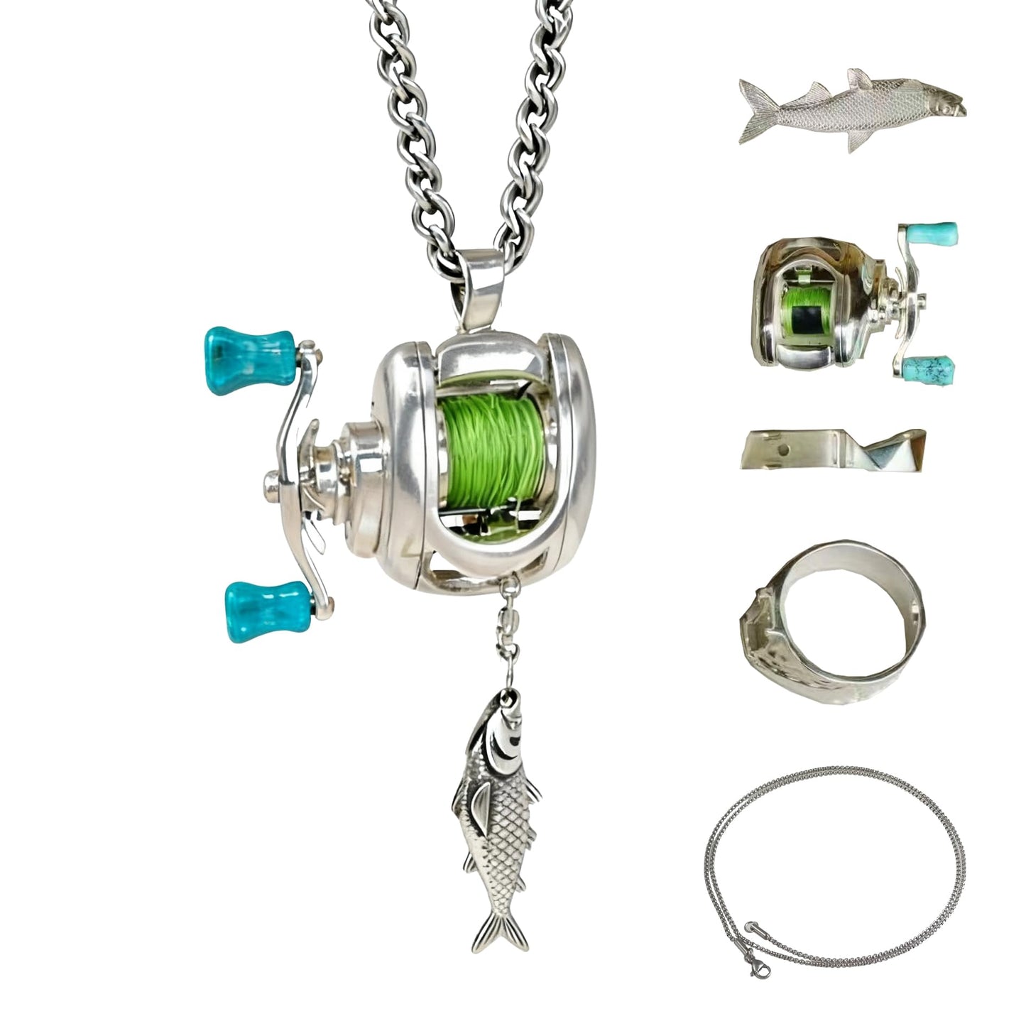 🎁Hot Sales Promotion 50% OFF🎣 Mini Fishing Reel Jewelry Set – Spins Like the Real Thing! ✨