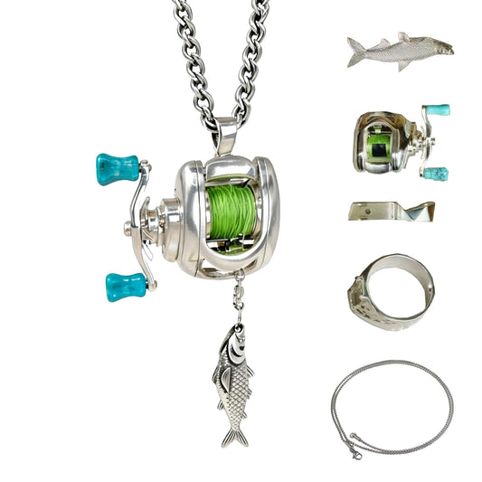🎁Hot Sales Promotion 50% OFF🎣 Mini Fishing Reel Jewelry Set – Spins Like the Real Thing! ✨