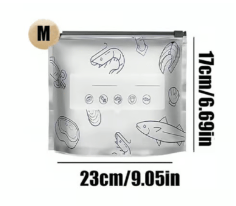 (10pcs )Reusable Aluminum Foil Sealable Storage Bags, 2025 New Resealable Vacuum Zipper Pouches for Food, Stand Up Foil Sealable Bags with Label and Zip Lock for Vegetable Fruit Meat