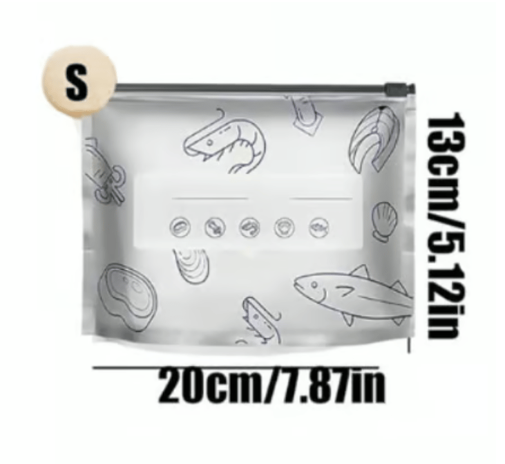 (10pcs )Reusable Aluminum Foil Sealable Storage Bags, 2025 New Resealable Vacuum Zipper Pouches for Food, Stand Up Foil Sealable Bags with Label and Zip Lock for Vegetable Fruit Meat