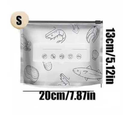 (10pcs )Reusable Aluminum Foil Sealable Storage Bags, 2025 New Resealable Vacuum Zipper Pouches for Food, Stand Up Foil Sealable Bags with Label and Zip Lock for Vegetable Fruit Meat