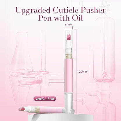 Ceramic Cuticle Pusher & Oil Pen Gentle Cuticle Remover for Dry & Damaged Nails, Hangnails, Moisturize Strengthen Brighten