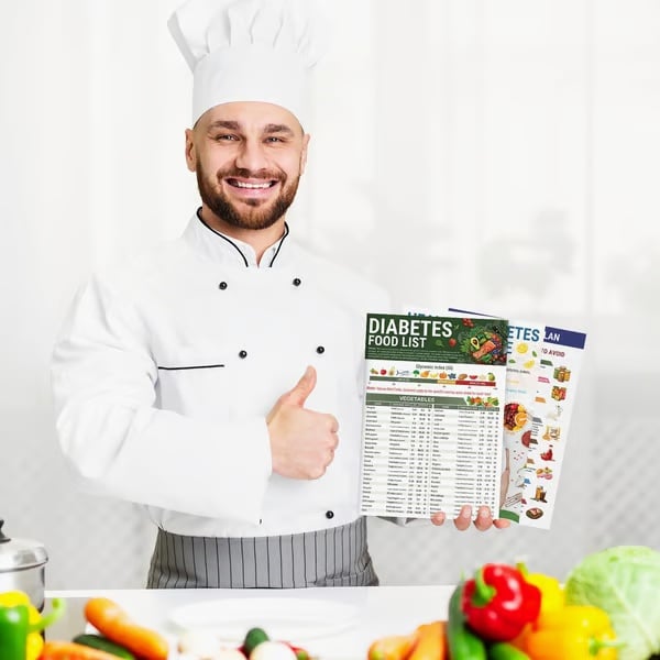 🔥3 Counts Diabetic Food Chart Brochurae & Meal Planner - Low GI Foods, Calories, Glycemic Index, and Vitamin Chart