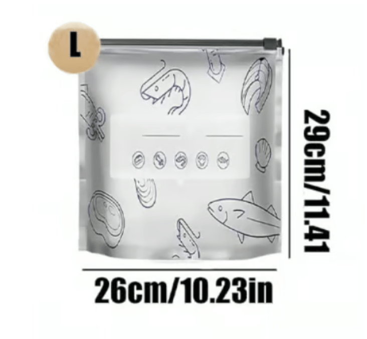 (10pcs )Reusable Aluminum Foil Sealable Storage Bags, 2025 New Resealable Vacuum Zipper Pouches for Food, Stand Up Foil Sealable Bags with Label and Zip Lock for Vegetable Fruit Meat