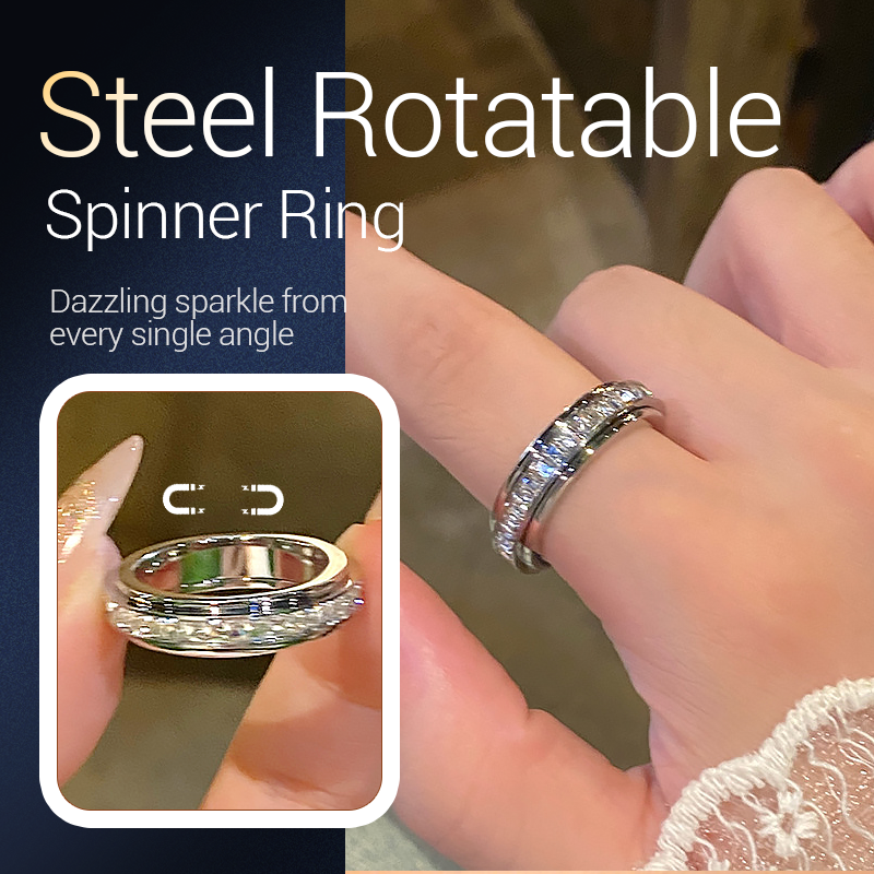 💍 50% DISCOUNT!  ✨ ROTATING TITANIUM RING - Zirconium crystal and anti-stress design, adjustable and lightweight, elegant gift for him/her 🌟🛒