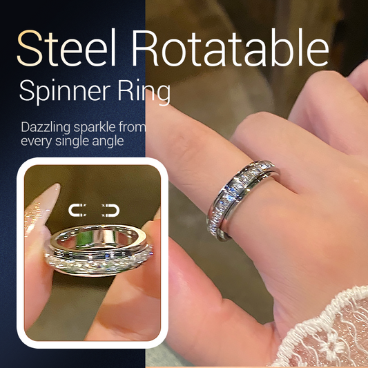 💍 50% DISCOUNT!  ✨ ROTATING TITANIUM RING - Zirconium crystal and anti-stress design, adjustable and lightweight, elegant gift for him/her 🌟🛒