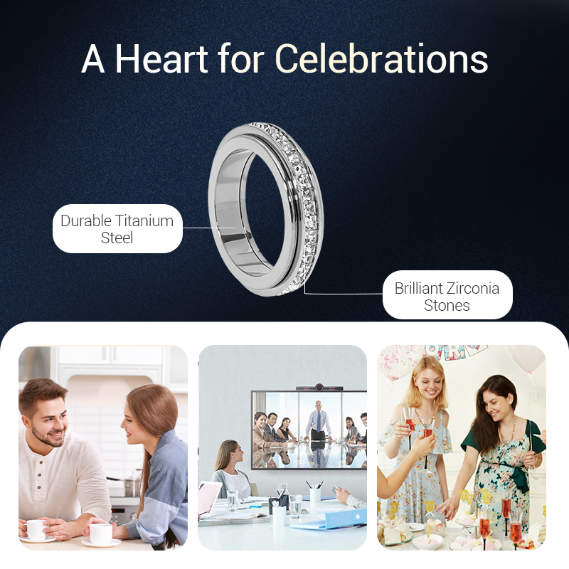 💍 50% DISCOUNT!  ✨ ROTATING TITANIUM RING - Zirconium crystal and anti-stress design, adjustable and lightweight, elegant gift for him/her 🌟🛒