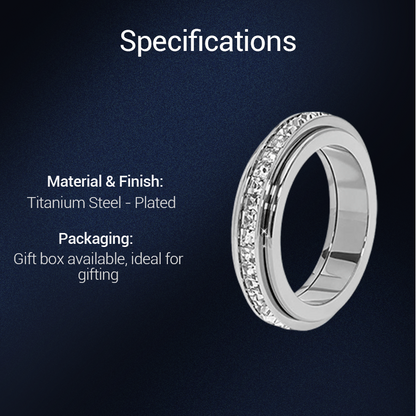 💍 50% DISCOUNT!  ✨ ROTATING TITANIUM RING - Zirconium crystal and anti-stress design, adjustable and lightweight, elegant gift for him/her 🌟🛒