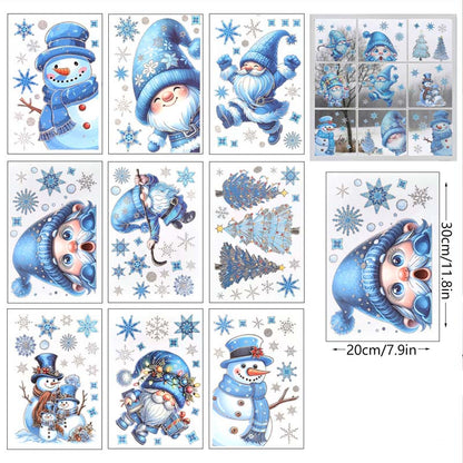 ⚡BLACK FLASH SALE❄️☃️Christmas-Themed Glittering Window Stickers 9 PCS Set🎁