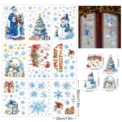 ⚡BLACK FLASH SALE❄️☃️Christmas-Themed Glittering Window Stickers 9 PCS Set🎁