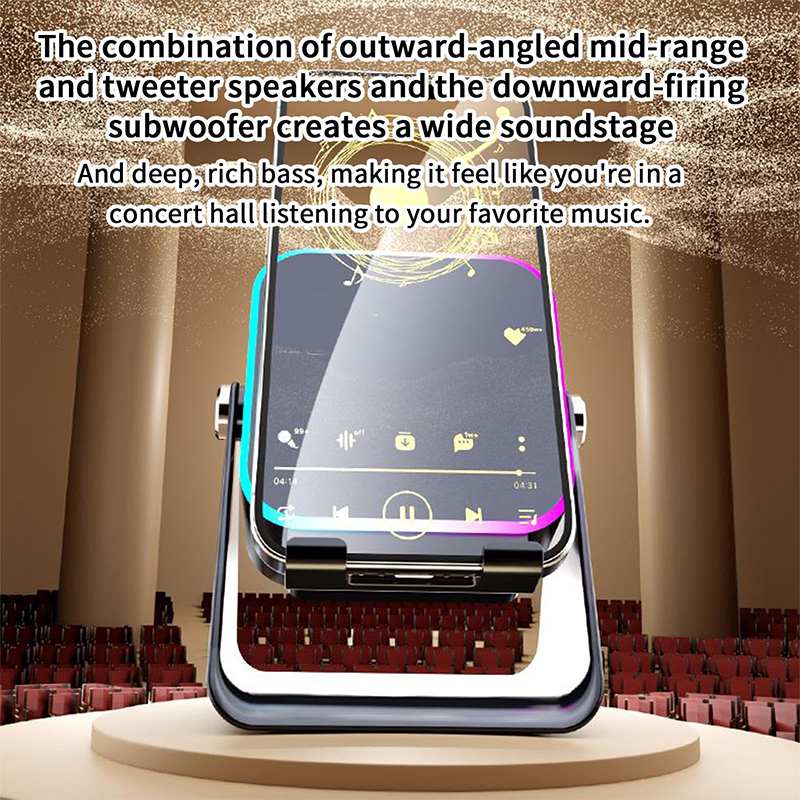 📱Christmas sale 50% off🎶5-in-1 Wireless Induction Bluetooth Speaker with Adjustable Phone Stand