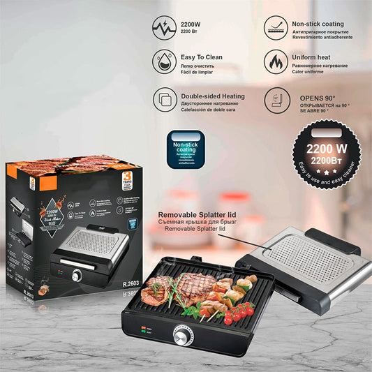2200W Smokeless Indoor Grill with Non-Stick Plate